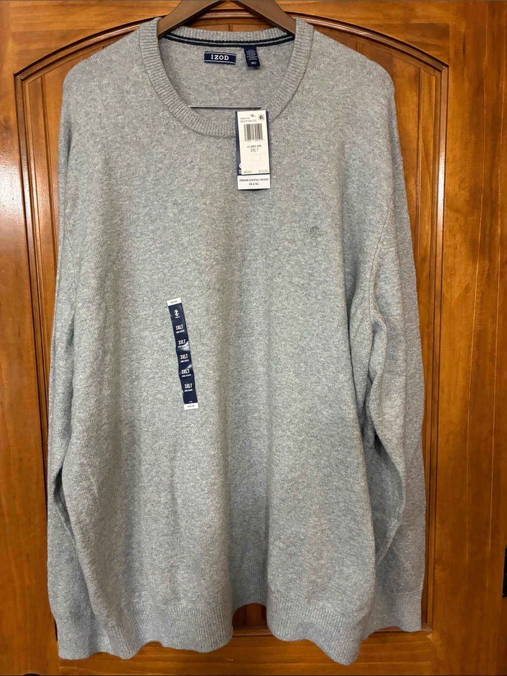 IZOD Big & Tall Crewneck Sweater - Light Grey, Size 3XLT (NWT)